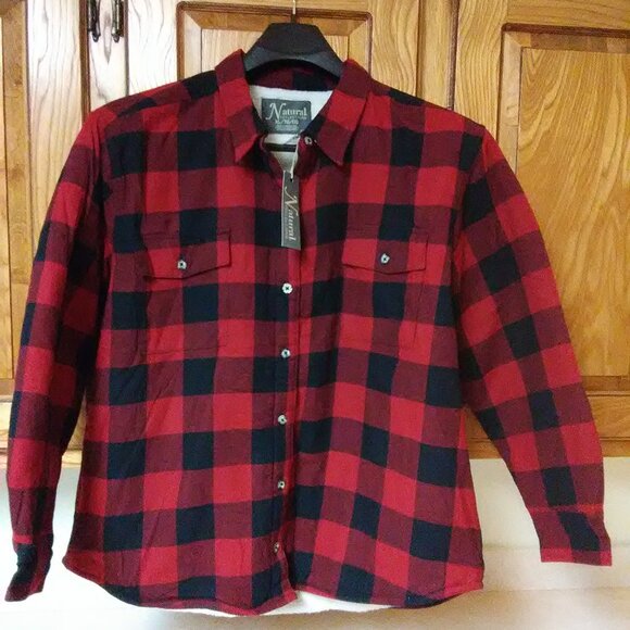NWT Natural Reflections sherpa lined jacket size XL red & black check - Picture 14 of 16